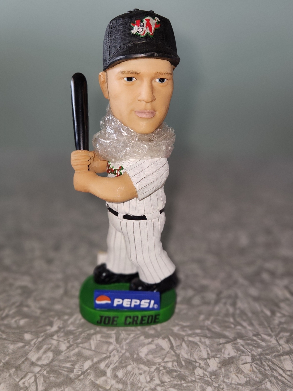 Pepsi Baseball Bobblehead in White Pinstripe with Black Cap